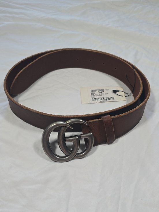 Gucci Other - Gucci Brown Leather Belt with Gunmetal Double G Buckle